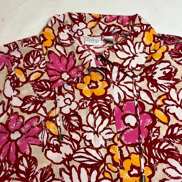 Zenergy by Chico's Floral Print Full Zip Jacket Size Large/12 Maximalist - Picture 3 of 10